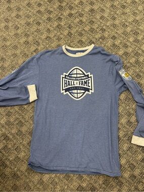 Red Jacket Long Sleeve Hall of Fame Tee in Blue with Cream Trim
